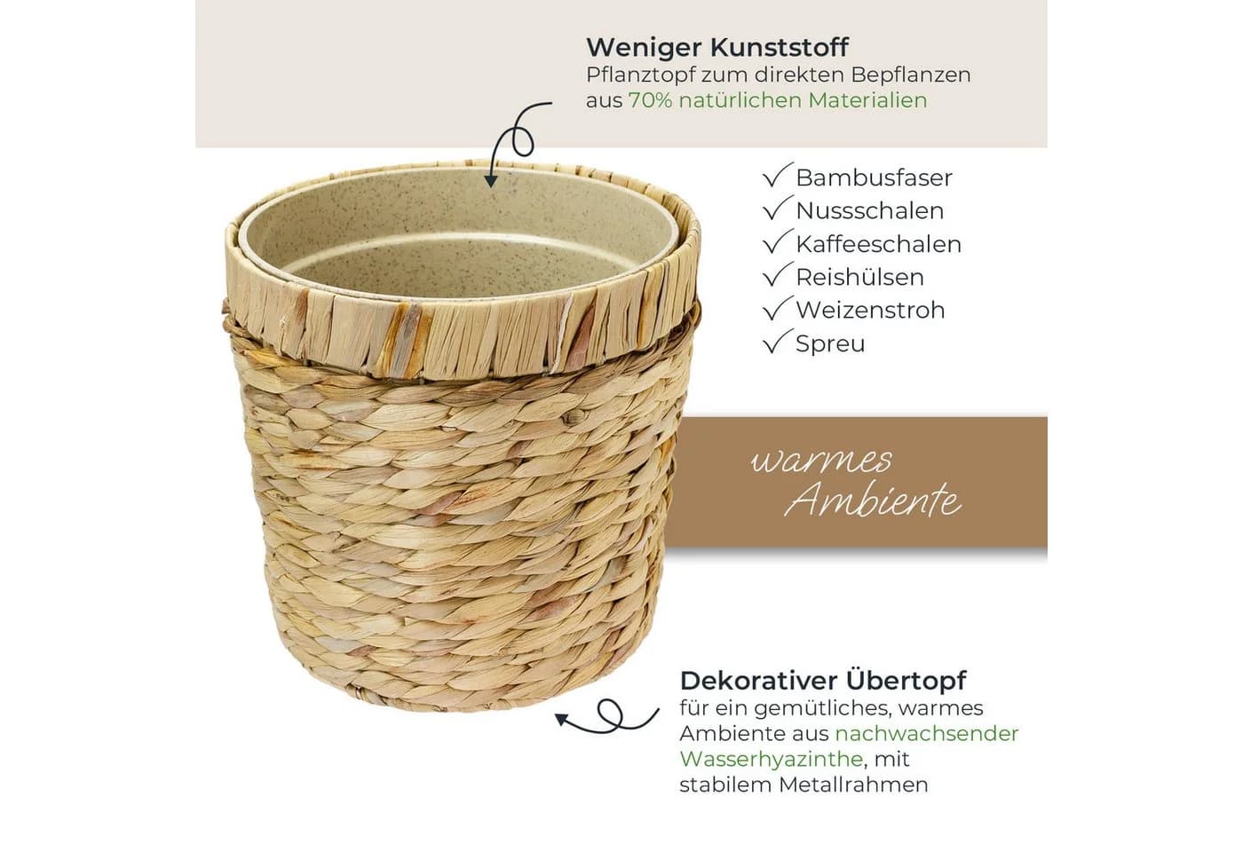 HMF Wasserhyazinthentopf Blumentopf mit Pflanztopf Nachhaltig - Bild 3
