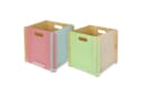 HMF Aufbewahrungsbox 2er Set Holz Zusammensteckbar Bunt Bild 2