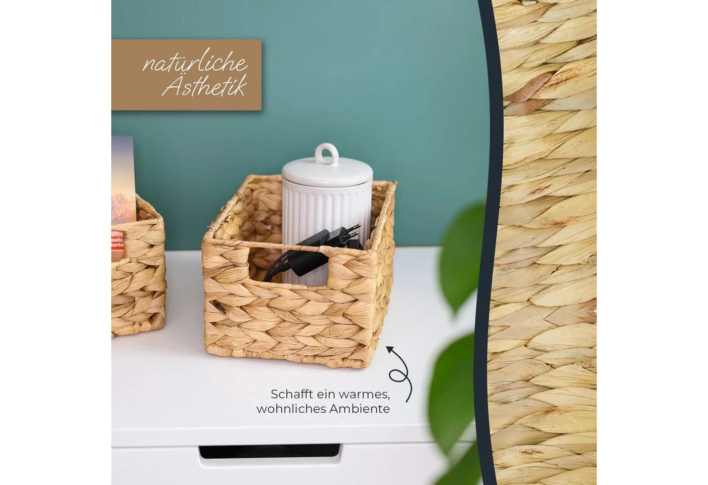 HMF Aufbewahrungskorb Wasserhyazinthe 2er Set mit Griffen - Bild 4