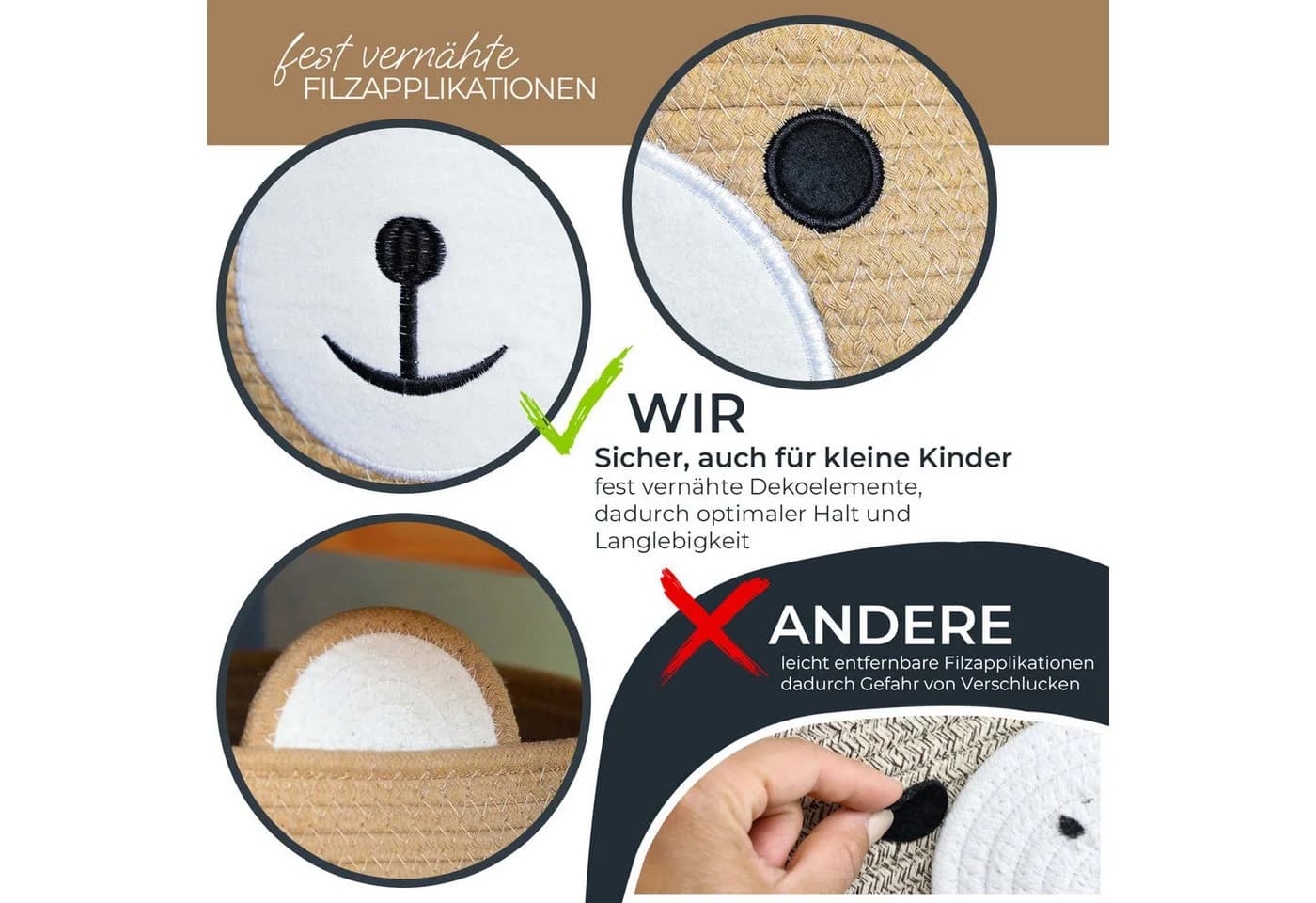 HMF Aufbewahrungskorb Bär Beige mit versteckten Griffen - Bild 4