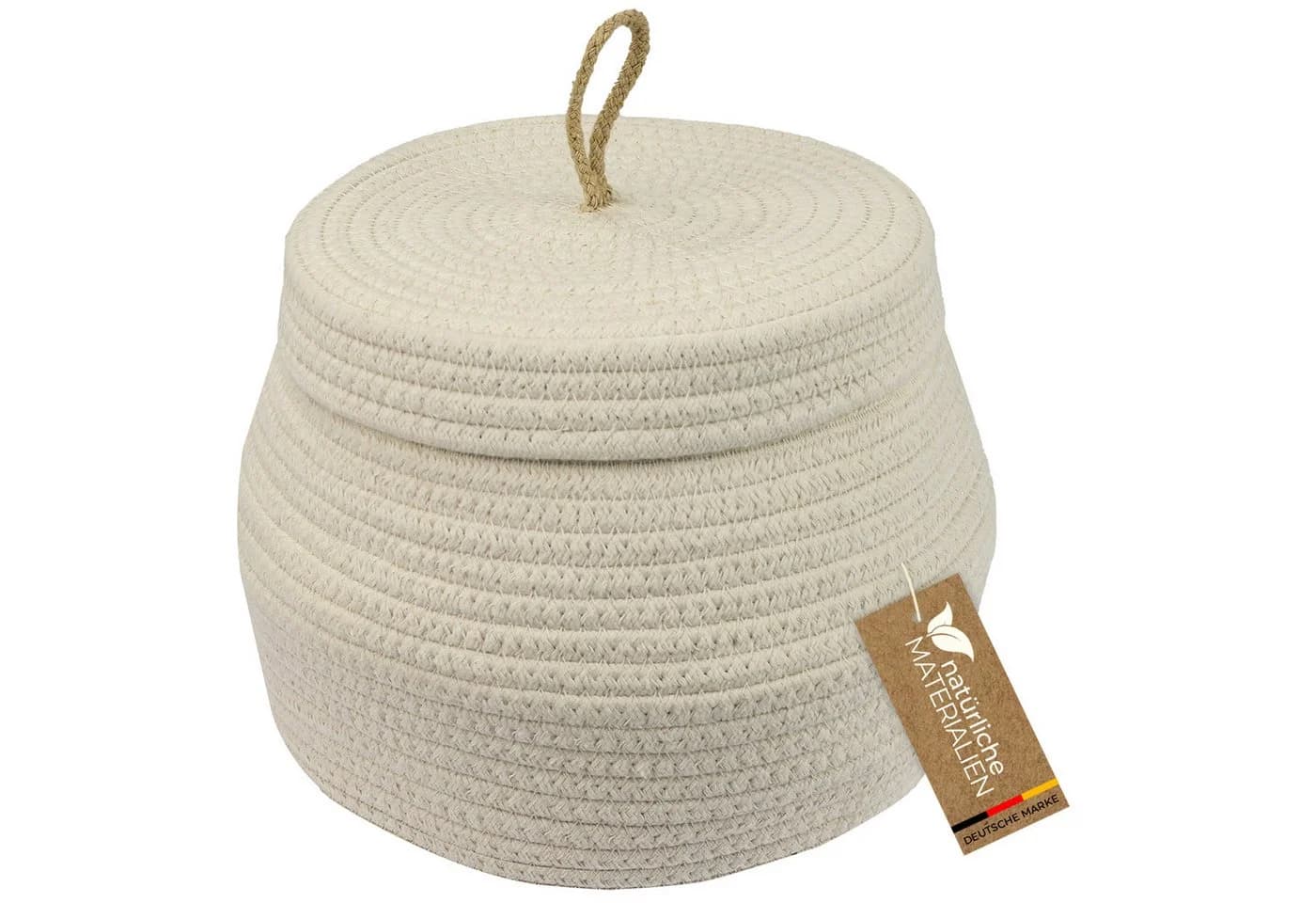 HMF Aufbewahrungskorb mit Deckel Baumwolle Creme - Bild 2