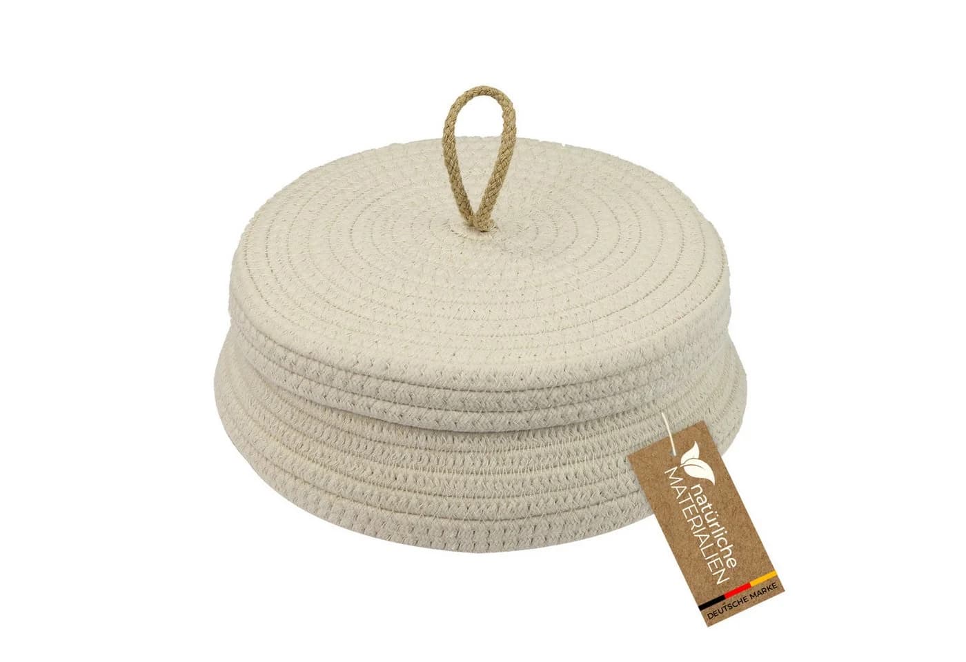 HMF Aufbewahrungskorb mit Deckel Baumwolle Creme - Bild 2