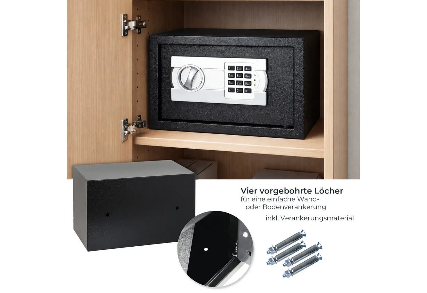 HMF Möbeltresor mit Elektronikschloss Schwarz - Bild 4