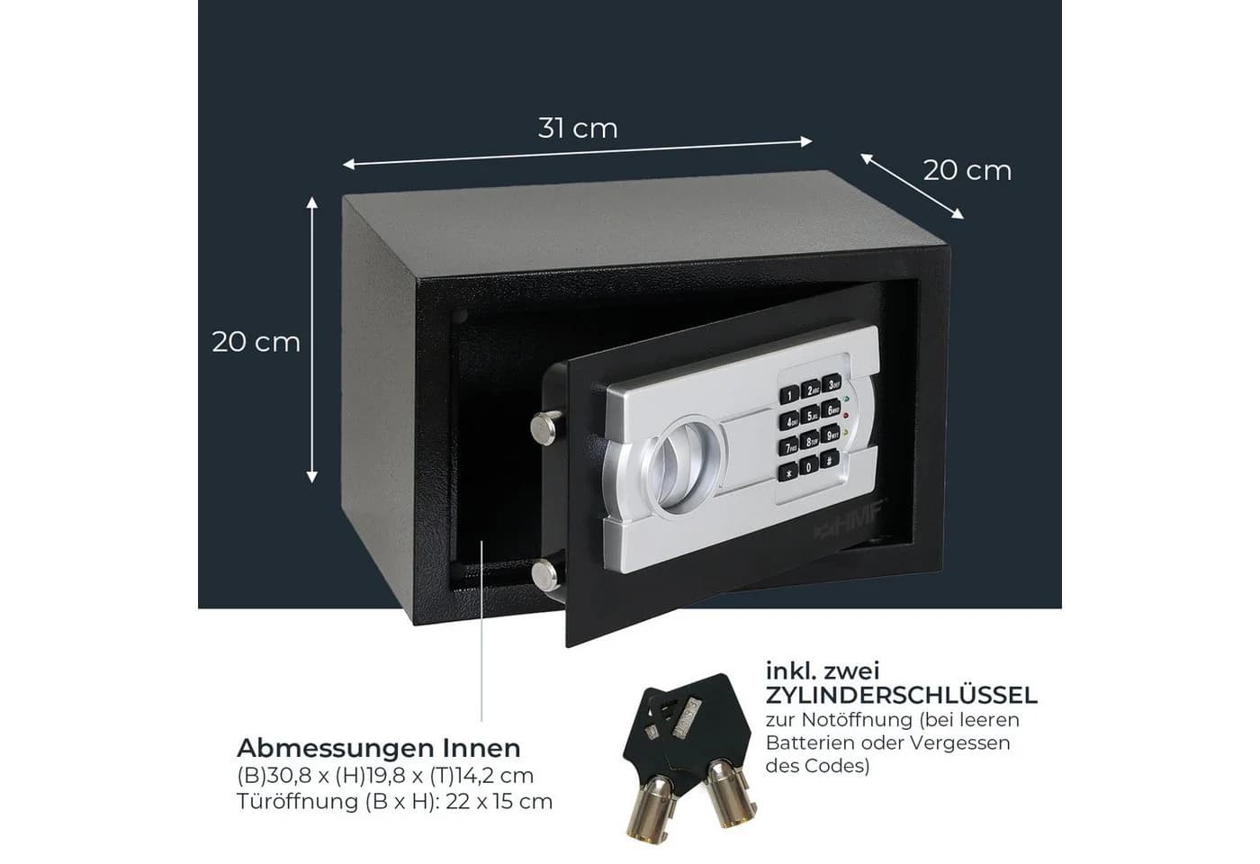 HMF Möbeltresor mit Elektronikschloss Schwarz - Bild 5