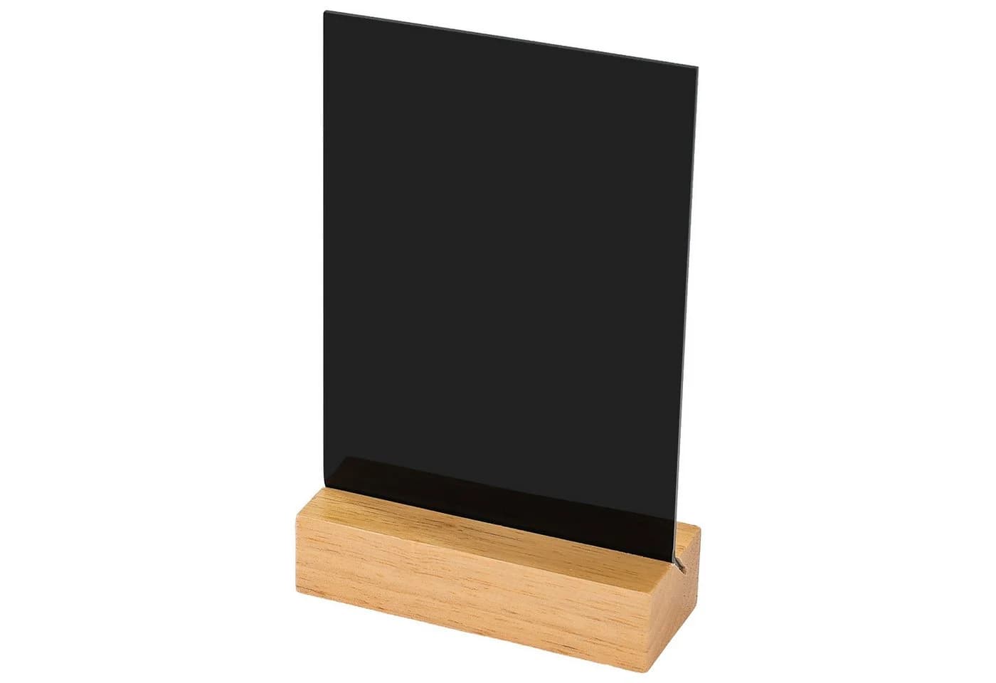 HMF Tischaufsteller Acryl DIN A6 Schwarz mit Eichenfuß - Bild 2