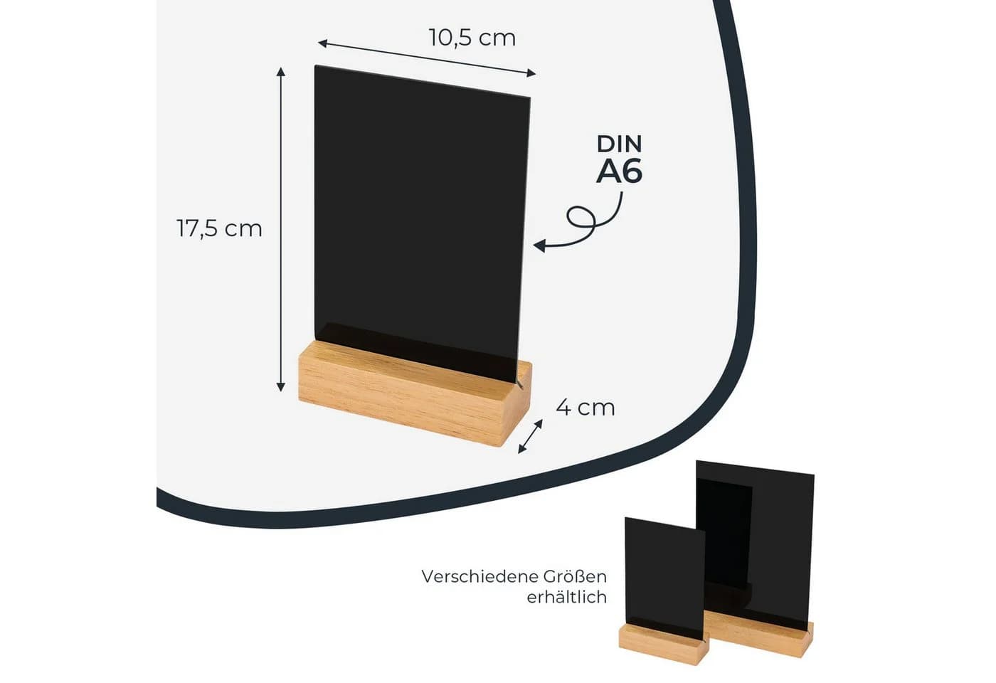 HMF Tischaufsteller Acryl DIN A6 Schwarz mit Eichenfuß - Bild 5