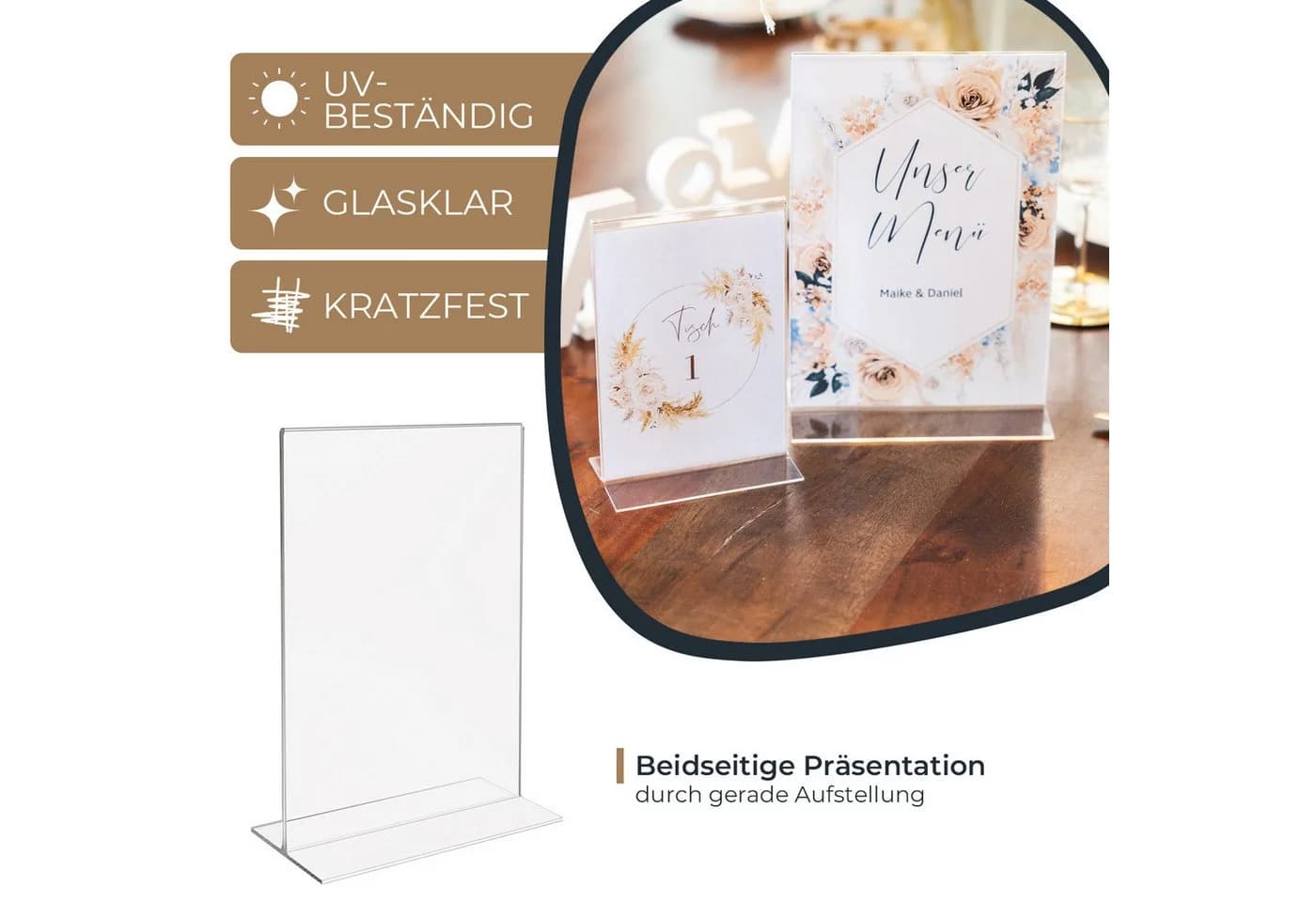 HMF Tischaufsteller Acryl DIN A4 Hochformat Glasklar