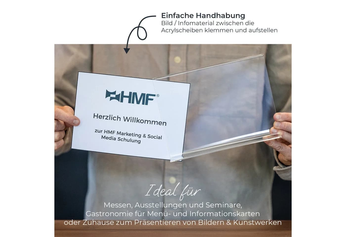HMF Tischaufsteller Acryl DIN A4 Hochformat Glasklar - Bild 3