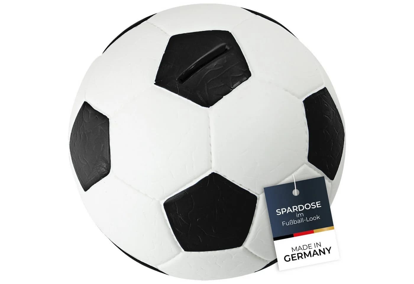 HMF Spardose Fußball Lederoptik mit Schloss Schwarz-Weiß - Bild 2