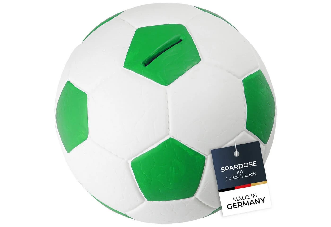 HMF Spardose Fußball Lederoptik mit Schloss Grün-Weiß - Bild 2