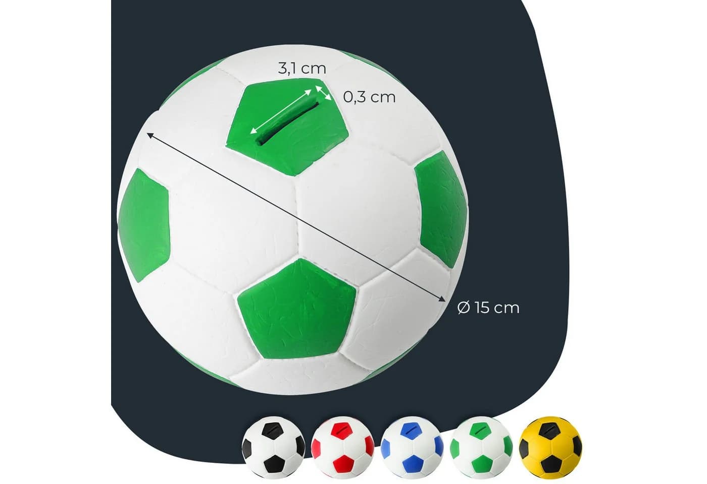HMF Spardose Fußball Lederoptik mit Schloss Grün-Weiß - Bild 5