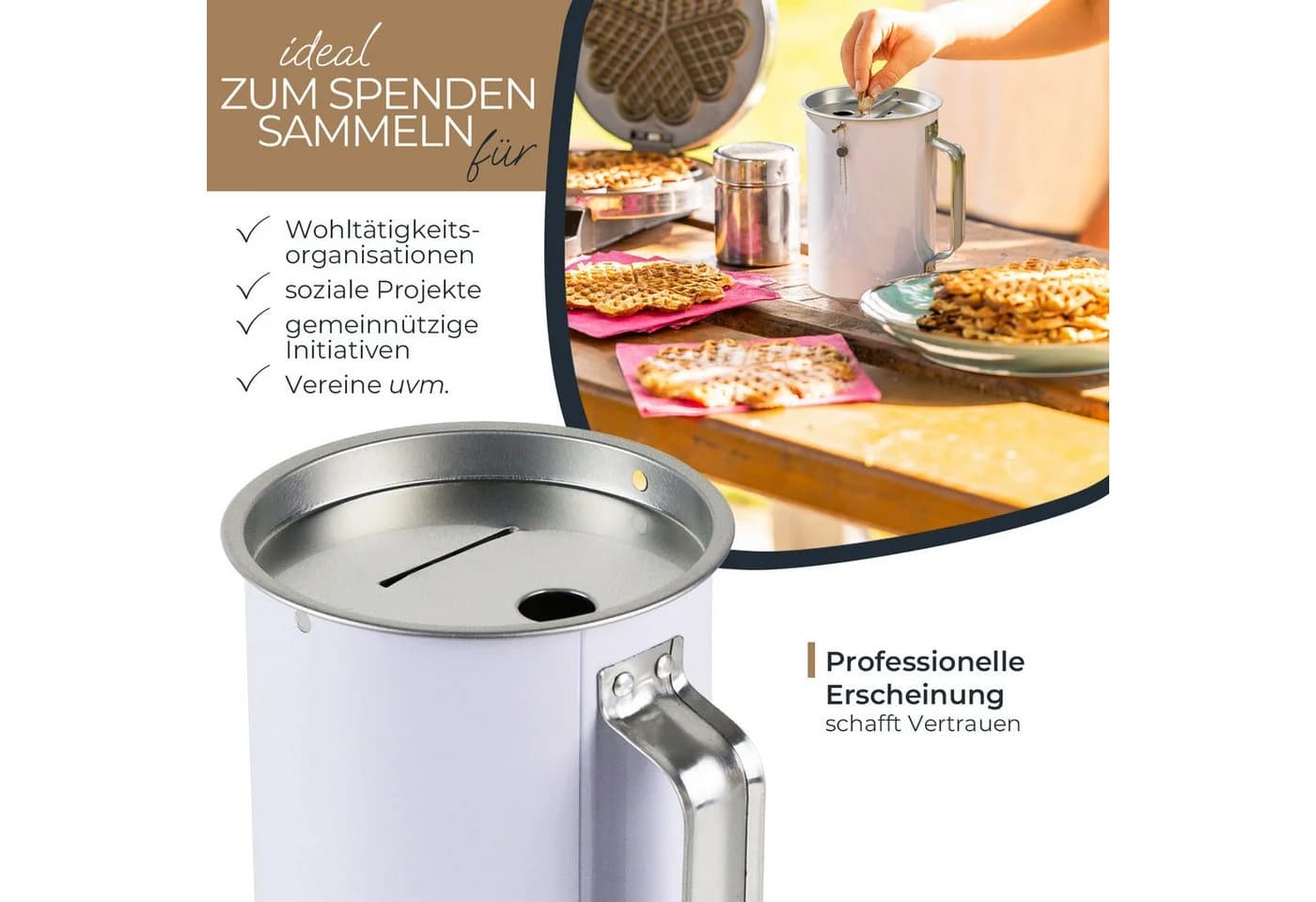 HMF Spendendose mit Griff Silber Grau