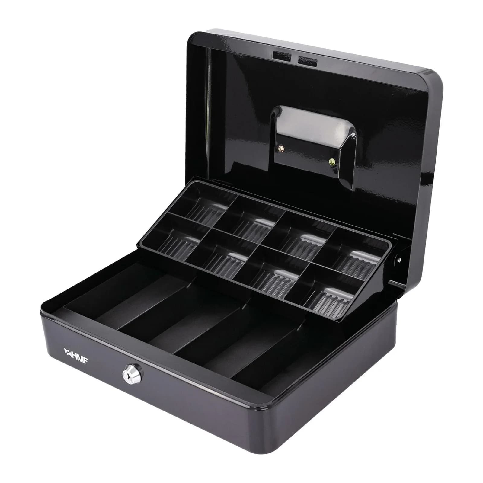 HMF Geldkassette mit 8 Münz- und 4 Geldscheinfächern, schwarz