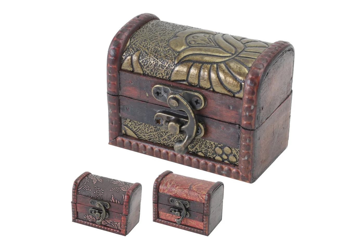 HMF Schatzkiste 3er Set Vintage Holz Aufbewahrungsbox