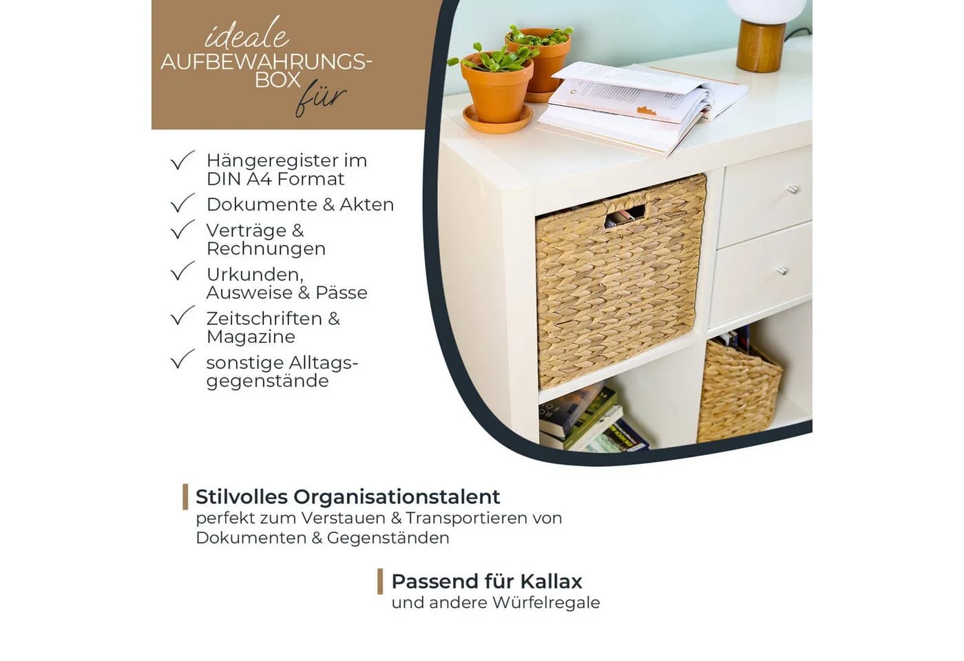 HMF Hängeregistraturbox Aufbewahrungskorb Wasserhyazinthe KALLAX - Bild 3