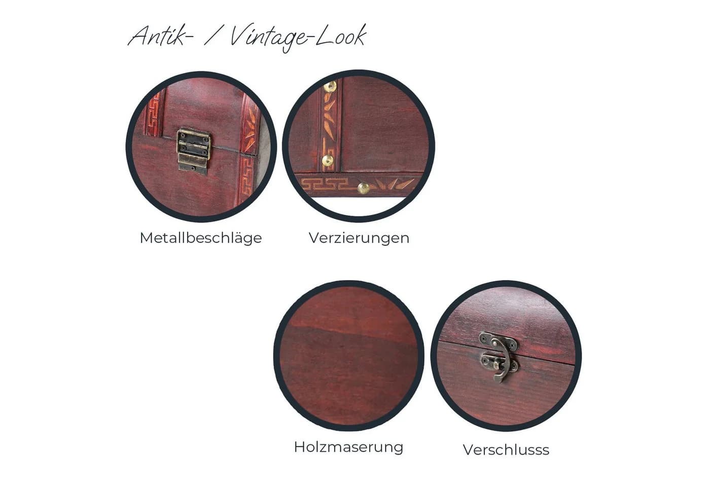 HMF Schatzkiste Portugal Handgefertigte Holztruhe Antik-Look - Bild 4