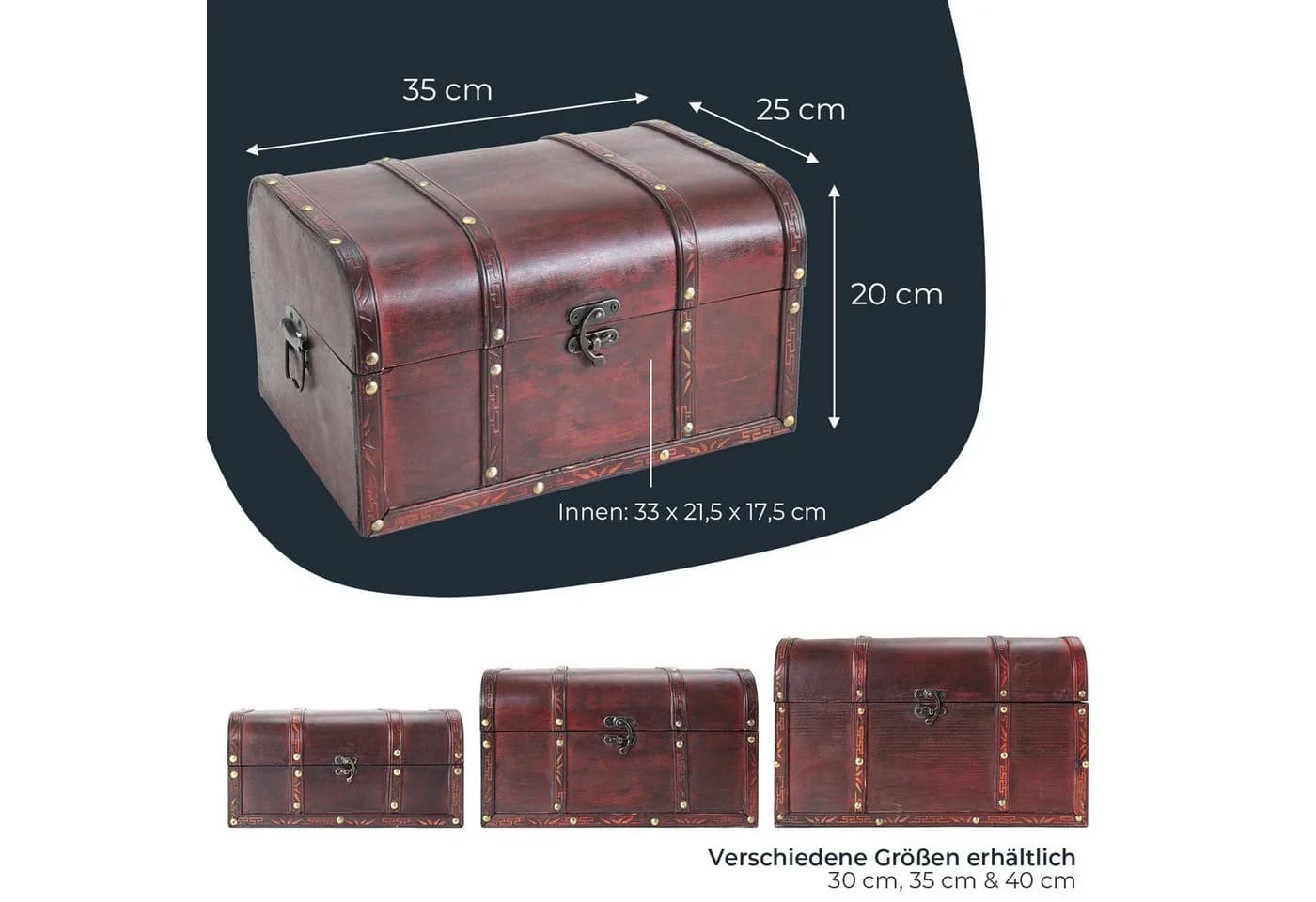 HMF Schatzkiste Portugal Handgefertigte Holztruhe Antik-Look - Bild 5
