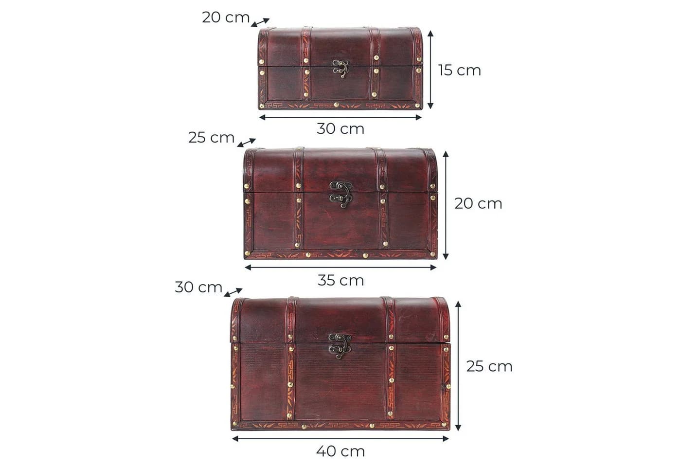 HMF Schatzkiste Portugal 3er-Set Handgefertigte Holztruhe Braun Antik-Look - Bild 5