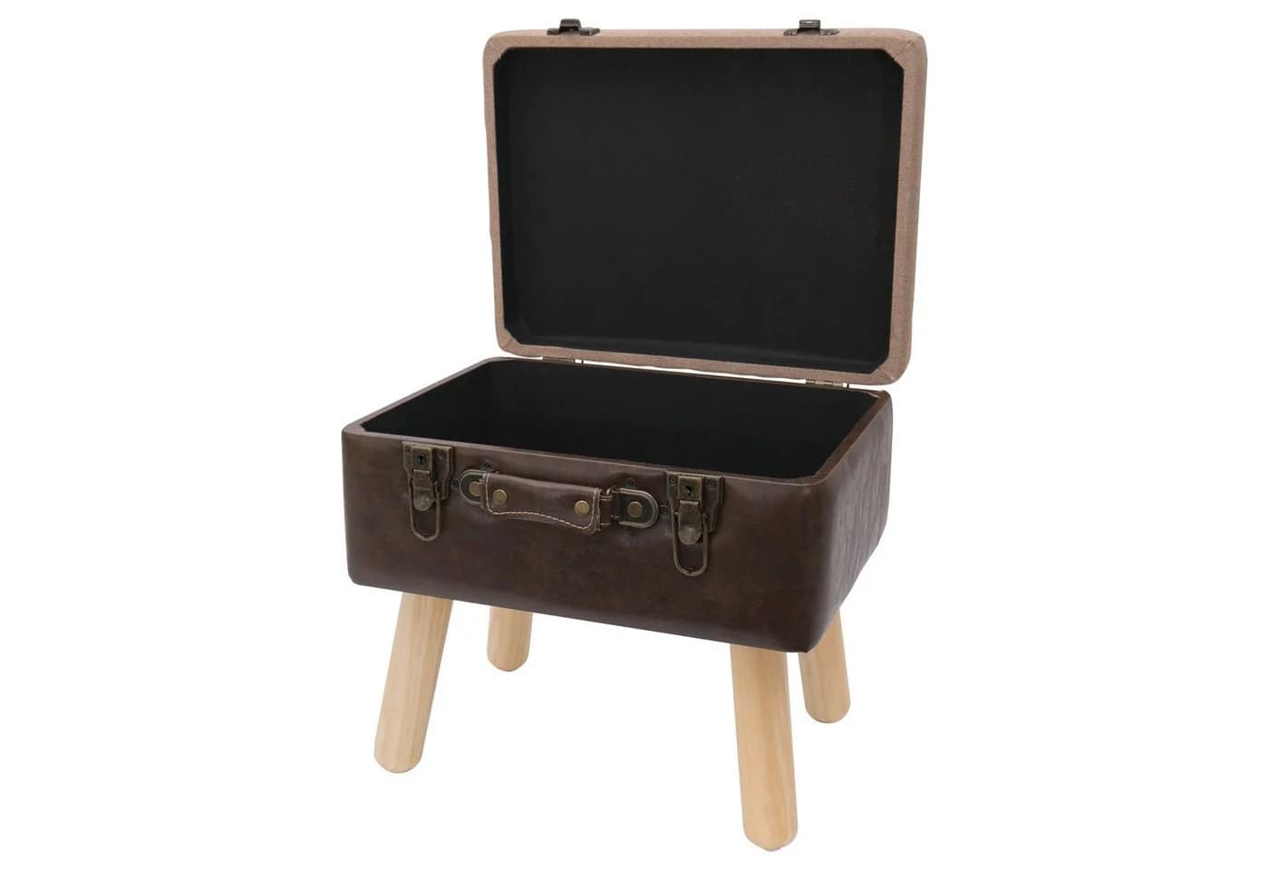 HMF Vintage Stauraumhocker Braun Handgefertigt