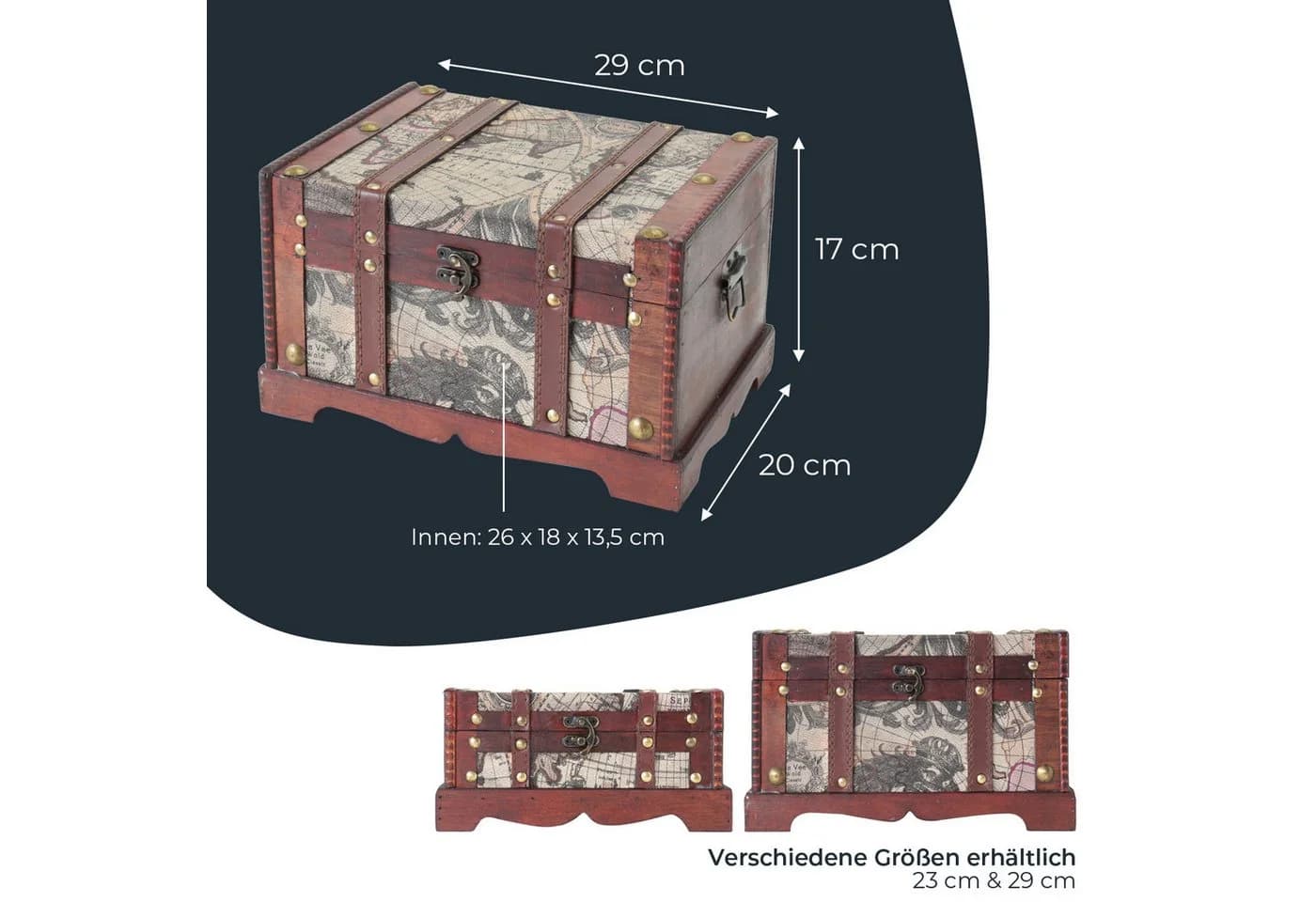 HMF Schatztruhe Amerika Holz Klein Antik - Bild 5
