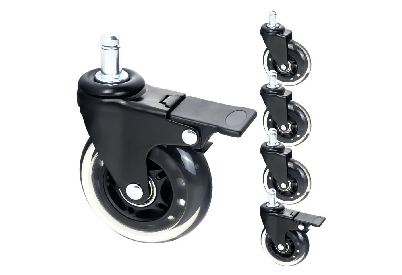 HMF Stuhlrolle 6810 mit Bremsfunktion Schwarz 5er Set - Bild 2