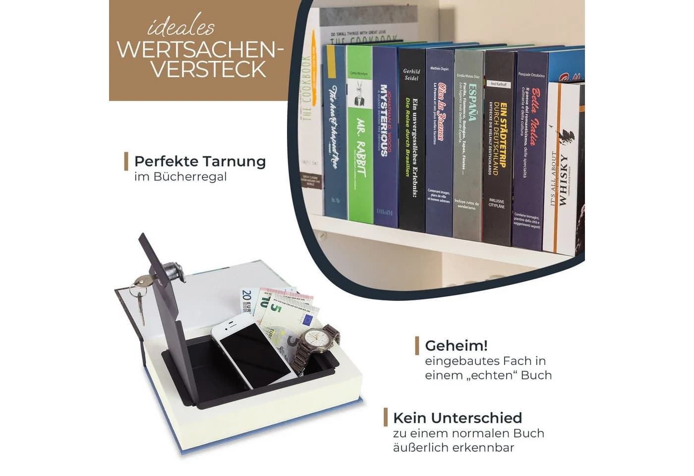 HMF Buchtresor Getarnter Buchsafe mit Schloss