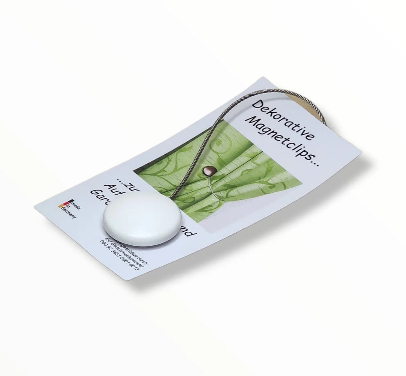 nodeko Magnethalter für Gardinen Raffhalter Weiß Ø 28 mm mit Drahtschlaufe
