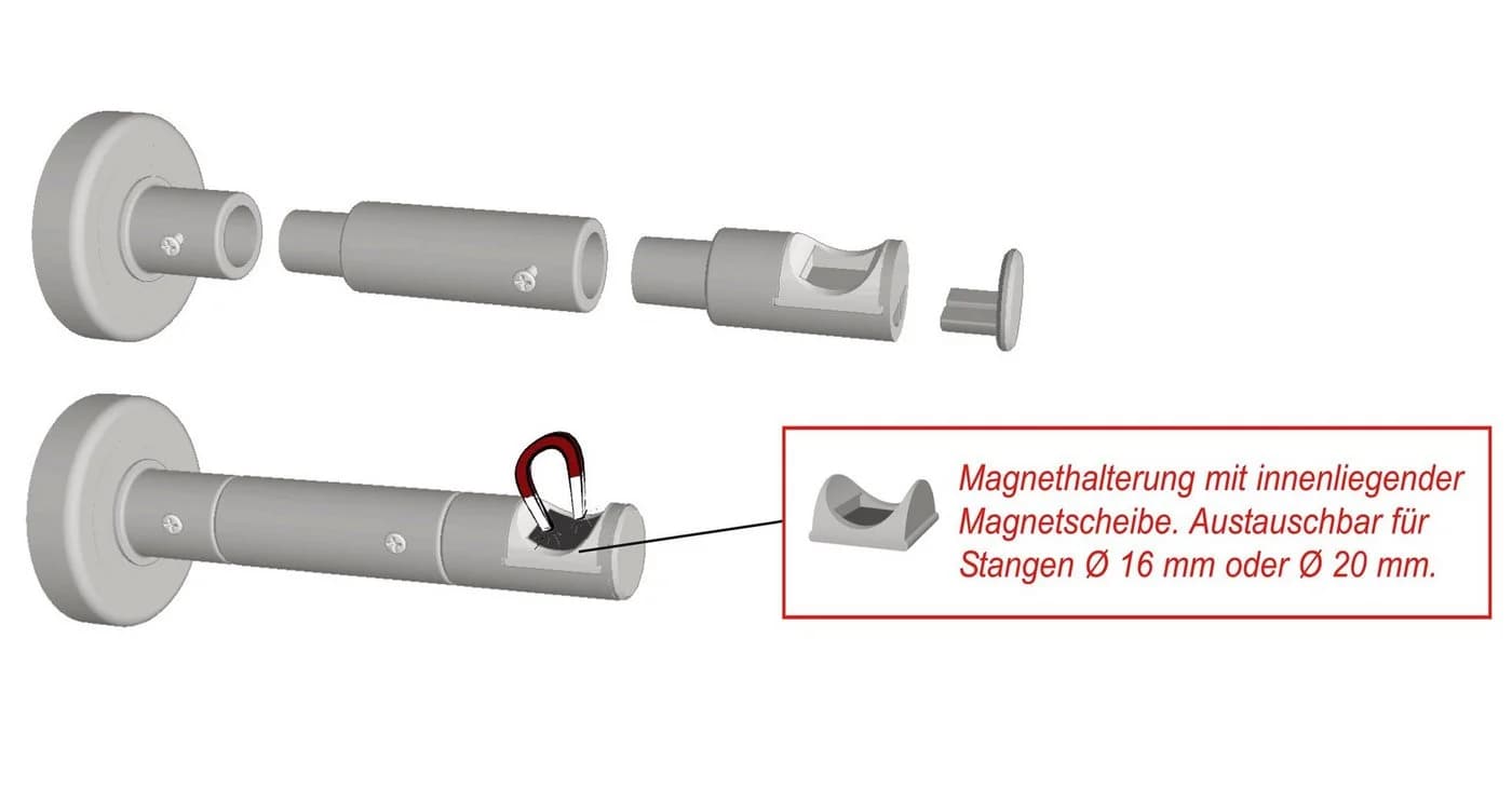 nodeko Gardinenstangenhalter mit Magnet weiß - Bild 3