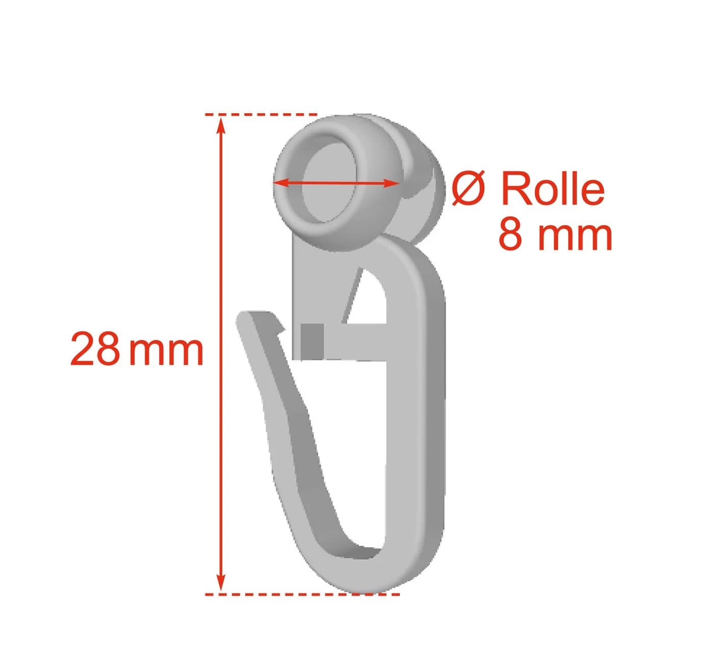 nodeko Gardinenröllchen 100er Pack Ø 8 mm halbrund für Innenlaufschienen