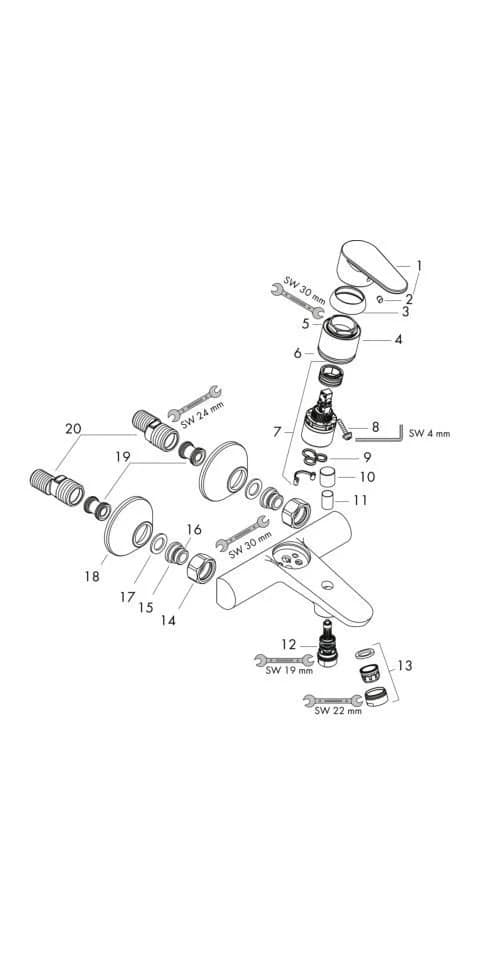 Hansgrohe Focus Wannenarmatur 31940000 Aufputz Chrom - Bild 4