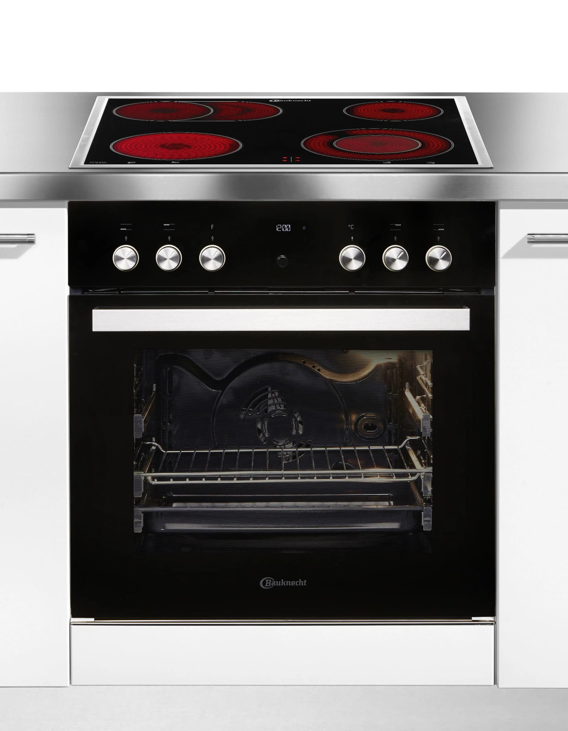 BAUKNECHT Elektro-Herd-Set HEKO PYRO 8830S Schwarz Pyrolyse