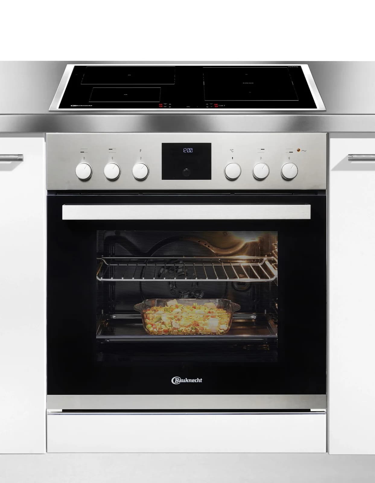 BAUKNECHT Flex-Induktions-Herd-Set HEKO BOLERO FLEXI Silber Energieeffizienz A+
