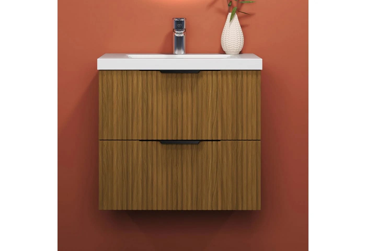 Aica Sanitär Waschtisch mit Unterschrank Soft-Close Walnuss - Bild 2