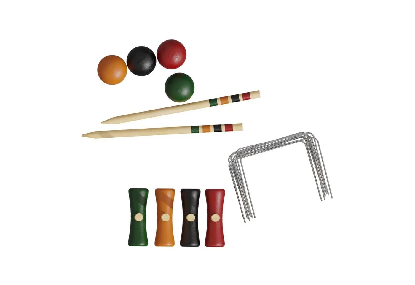 Carromco Krocket-Set Basic-XM für 4 Spieler, 4-tlg. Set, 4x Schläger, 4x Bälle, Kiefernholz