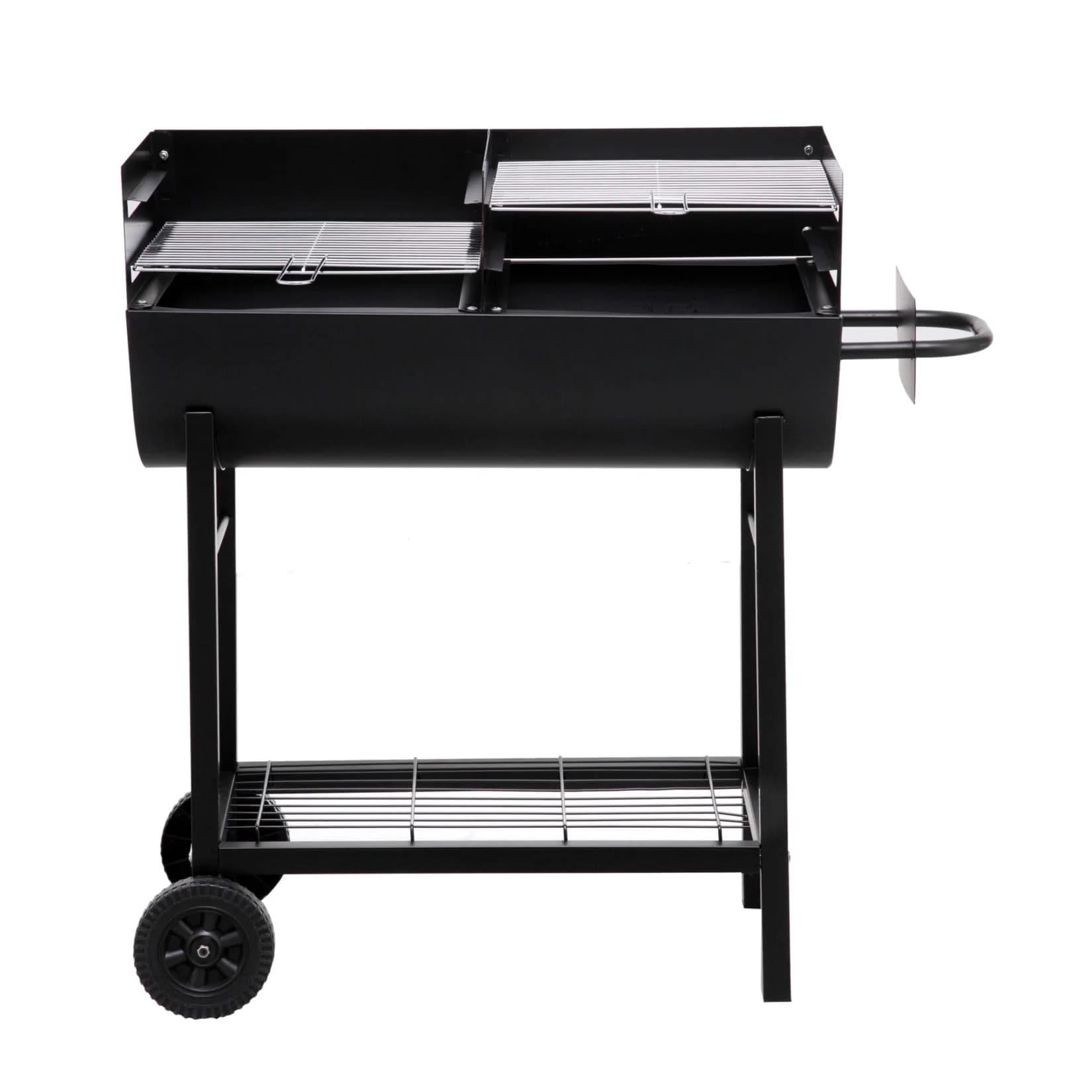 Holzkohlegrill im Detroit-Stil aus Stahl, verchromt, schwarz