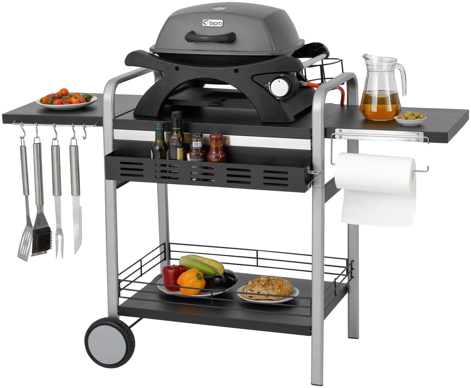 TEPRO Servierwagen Universall BBQ Table Schwarz/Silber Stahl - Bild 2