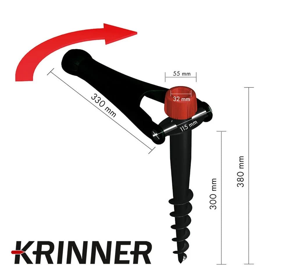 Krinner Schirmhalter Vario Drill Schwarz für Sonnenschirmständer bis Ø 32 mm - Bild 3