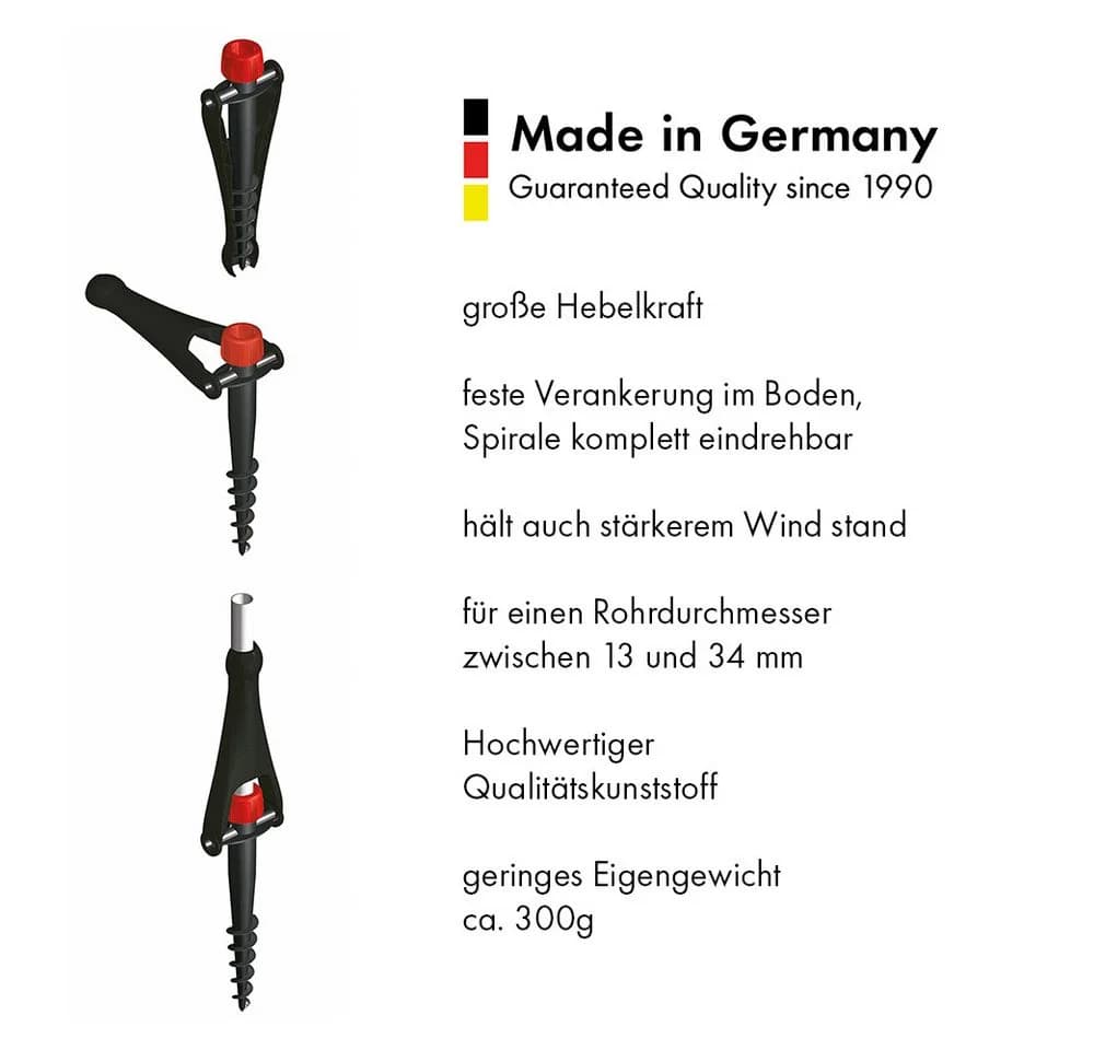 Krinner Schirmhalter Vario Drill Schwarz für Sonnenschirmständer bis Ø 32 mm - Bild 4