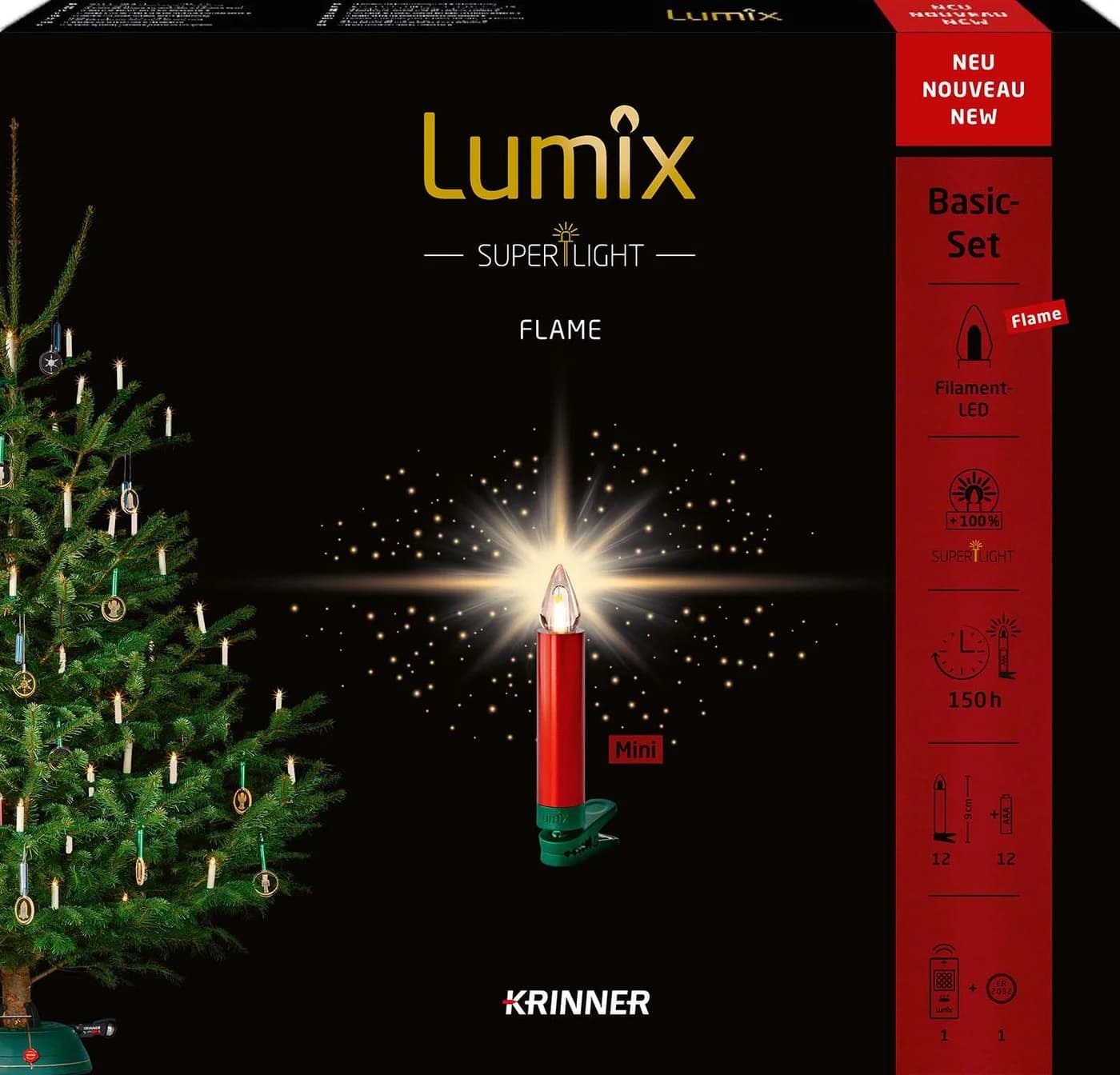 LUMIX LED-Christbaumkerzen SuperLight Flame Mini Metallic Rot Basis - Bild 2