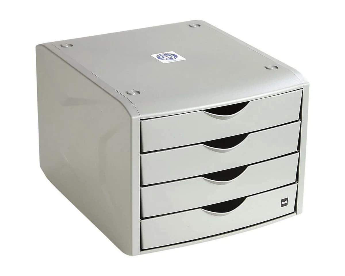 HELIT Schubladenbox 4 Schubladen Recycling-Kunststoff Grau - Bild 2