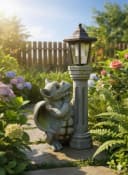 Kremers Schatzkiste Gartenfigur Drache mit LED Solarlaterne 45cm Bild 1