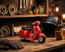 Kremers Schatzkiste Motorroller-Spardose Rot Handbemalt Bild 1