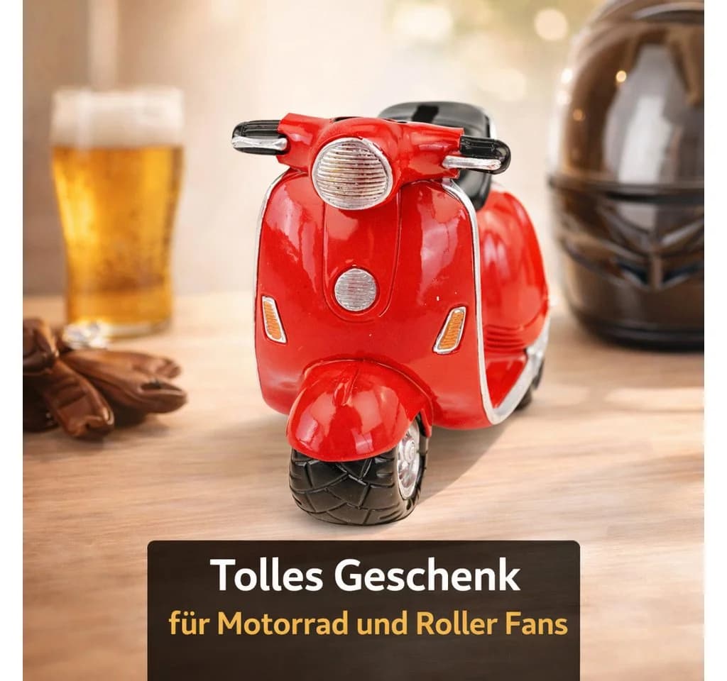 Kremers Schatzkiste Motorroller-Spardose Rot Handbemalt - Bild 4