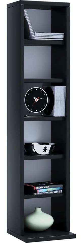 VCM Standregal Elementa Schwarz Holzstruktur CD DVD Aufbewahrung - Bild 2