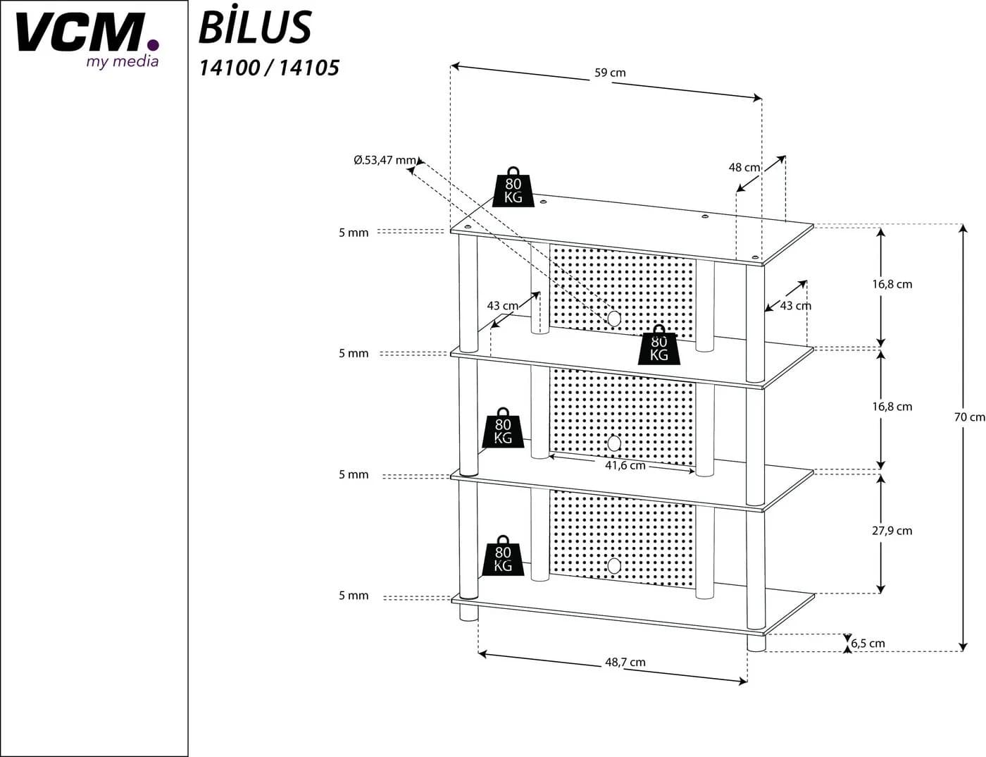 VCM Phonotisch Aluminium Glas Klarglas Silber - Bild 2