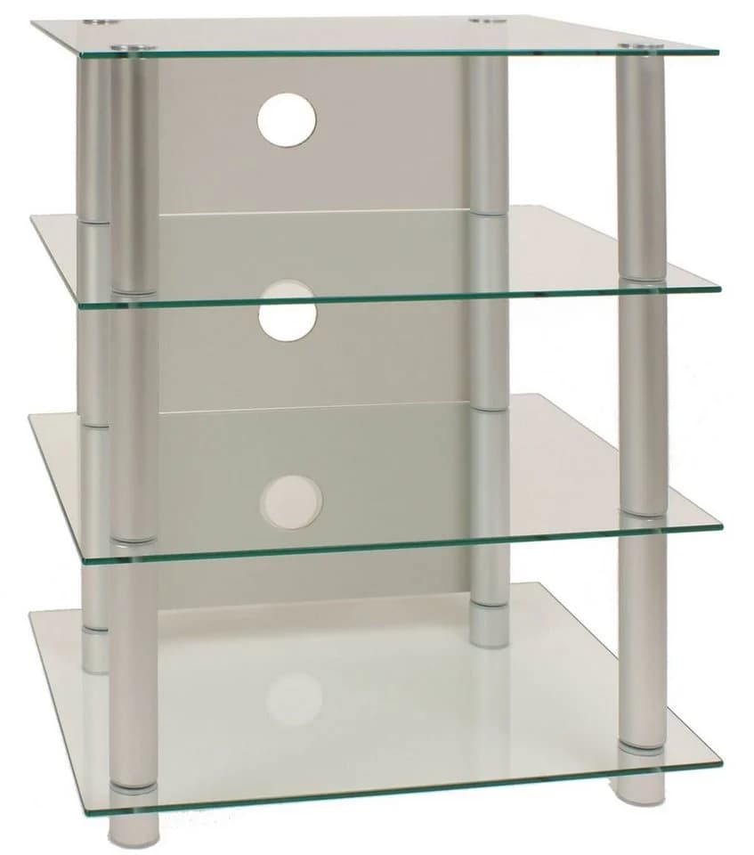 VCM Hifi Möbel Rack Blados Alu Glas Mediaregal Weiß Klarglas - Bild 2