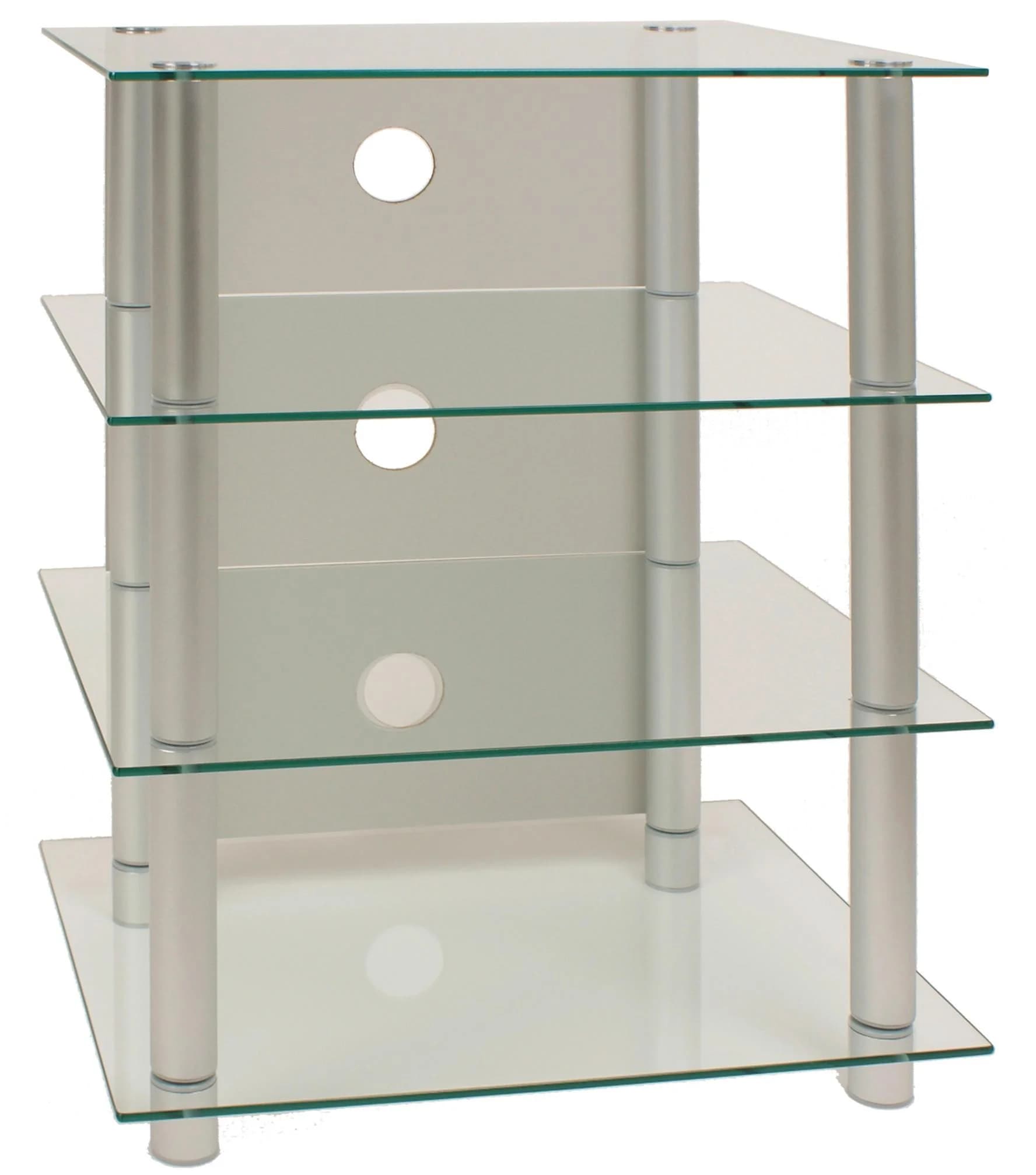VCM Hifi Möbel Rack Blados Alu Glas Mediaregal Weiß Klarglas - Bild 5