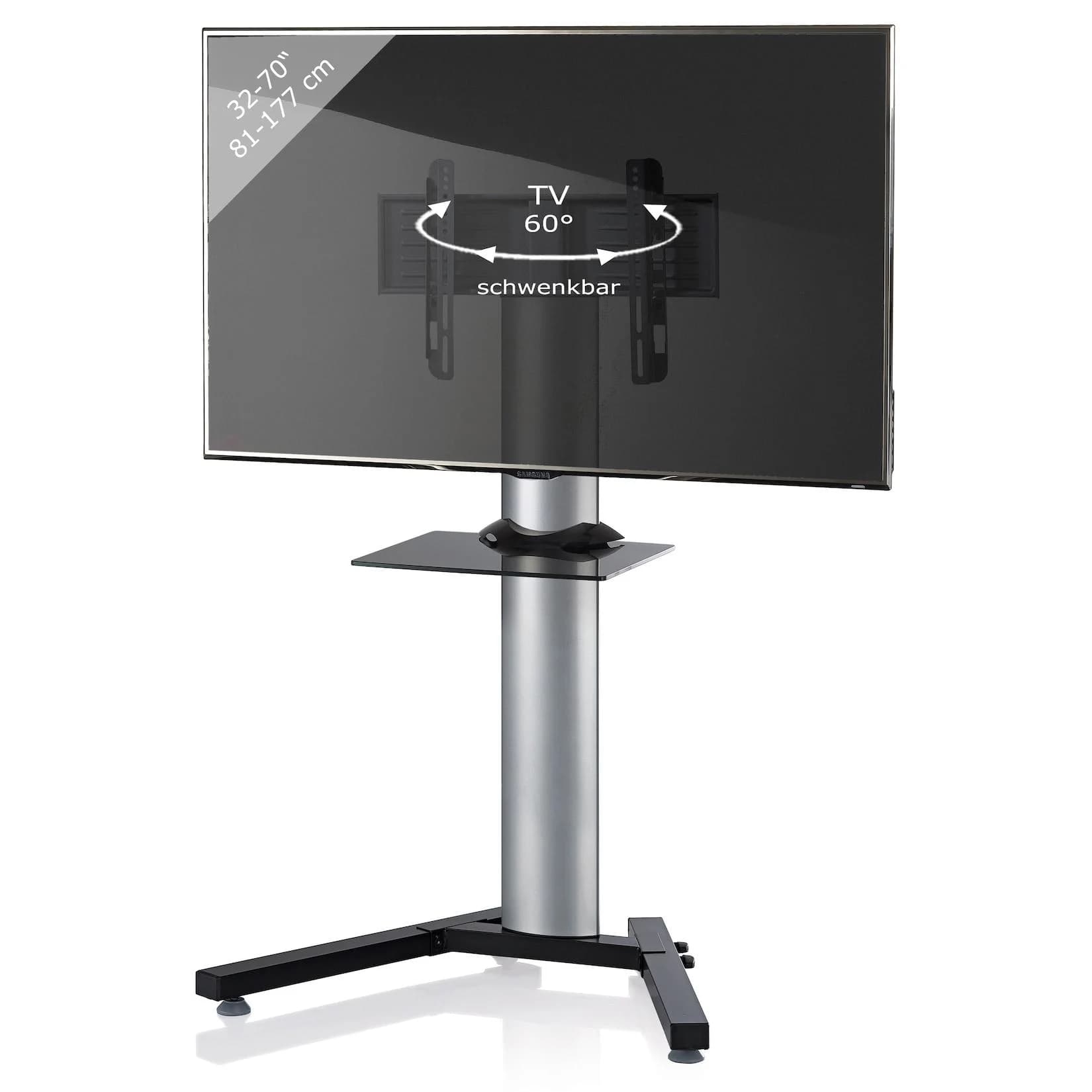 VCM TV Standfuß Stadino Mini Silber mit Glasboden