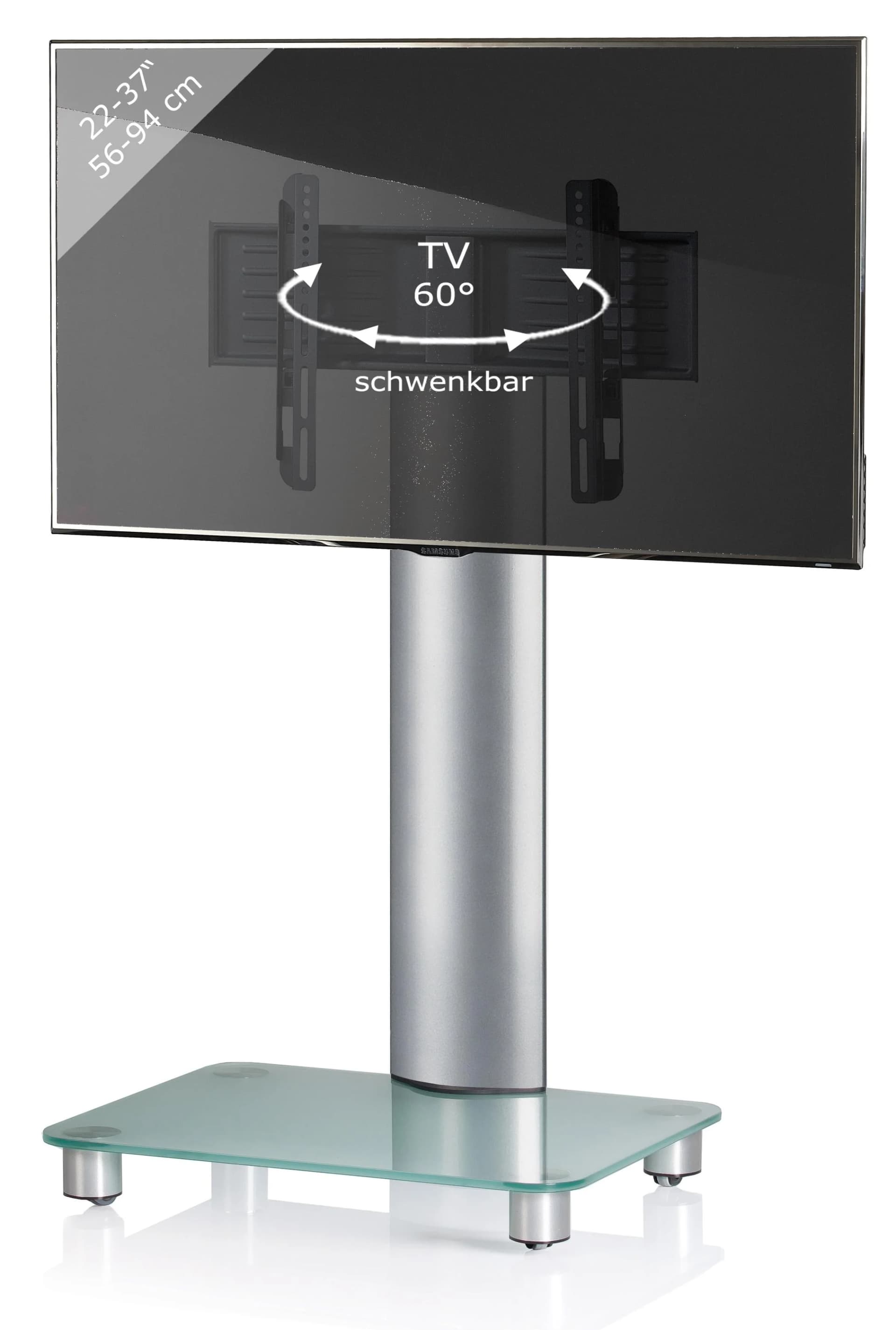 VCM TV-Standfuß Bilano Schwarzglas Aluminium Schwenkbar - Bild 3