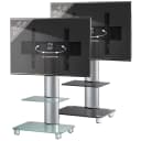 VCM TV Standfuß Schwarzglas mit Glasboden und Rollen Bild 1